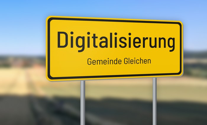 Ortsschild mit der Aufschrift Digitalisierung